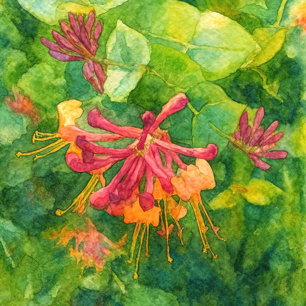 Bunte Geißblattblüten von Natalie Bruns
