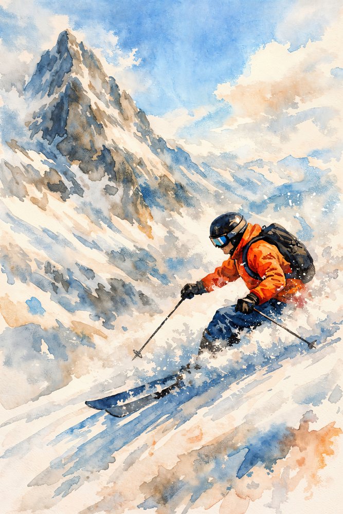 Dynamischer Bergskifahrer von Natalie Bruns