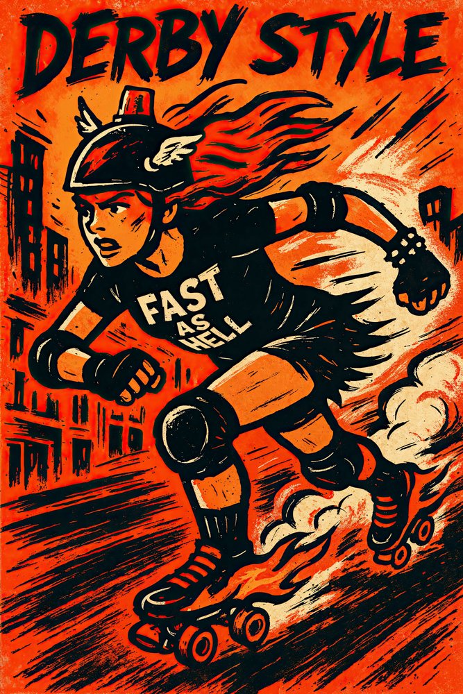 Flammender Roller Derby von Natalie Bruns