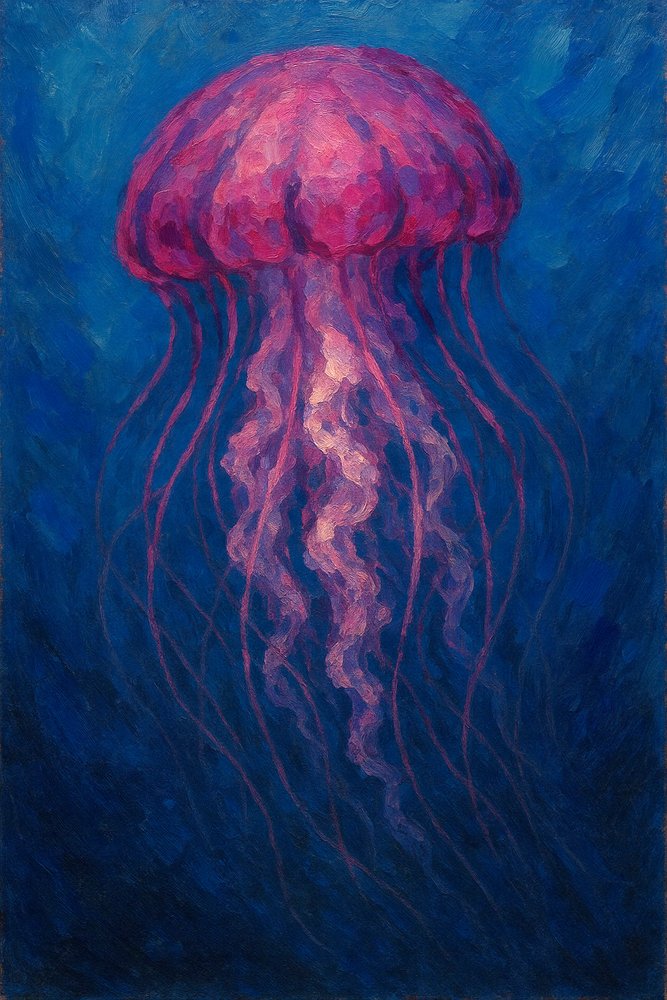 Leuchtende rosa Qualle von Natalie Bruns