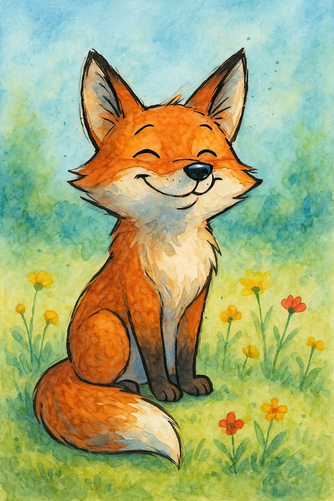 Fröhlicher Fuchs auf der Wiese von Natalie Bruns