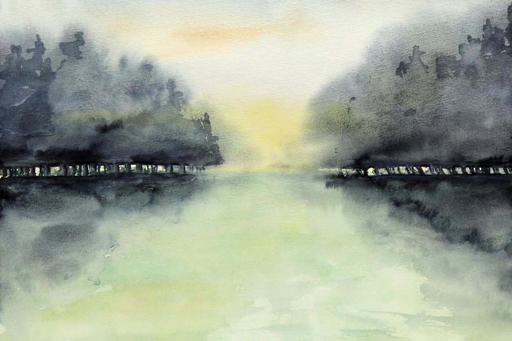Nebliger Seespiegelung von Natalie Bruns