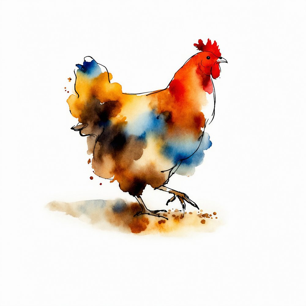 Lebendiges Aquarell Huhn von Natalie Bruns
