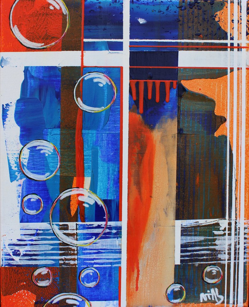 Abstrakte blaue und orange Blasen von Nicolas Alsterdal