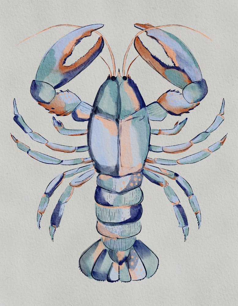 Aquarell Blauer Hummer von Nikita Jariwala
