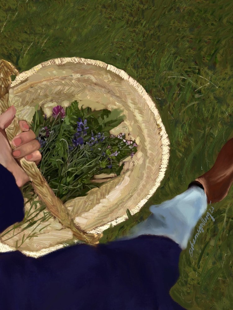 Korb mit Wildblumen von Osheensgallery