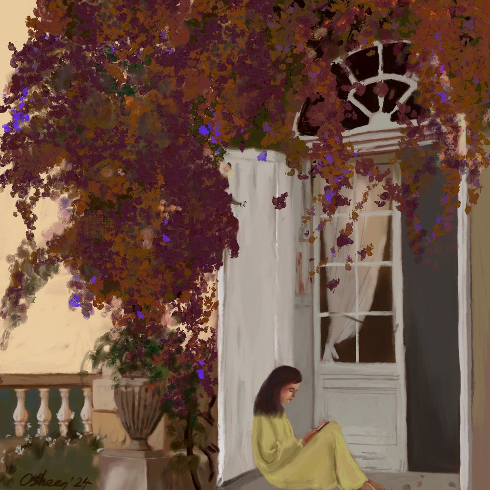 Ruhiges Lesen im Garten von Osheensgallery