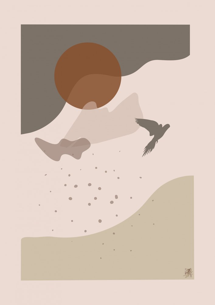 Fliegender Vogel Wüstensonne von Osvaldo Russo