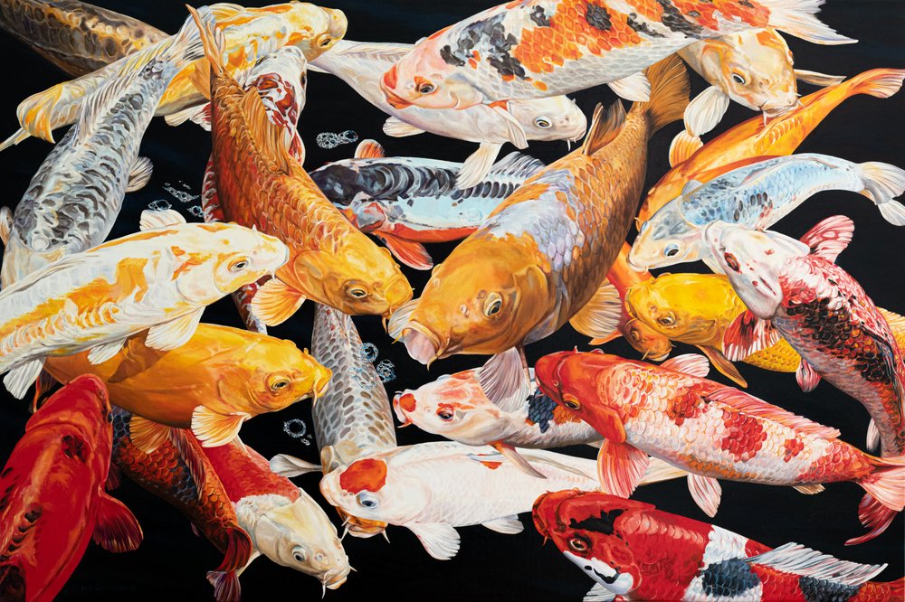Bunter Koi-Teich von PETER GOODHALL