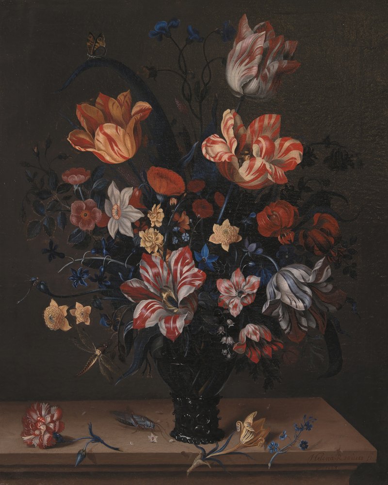 Tulpen und andere Blumen in einem Raum von Pictufy