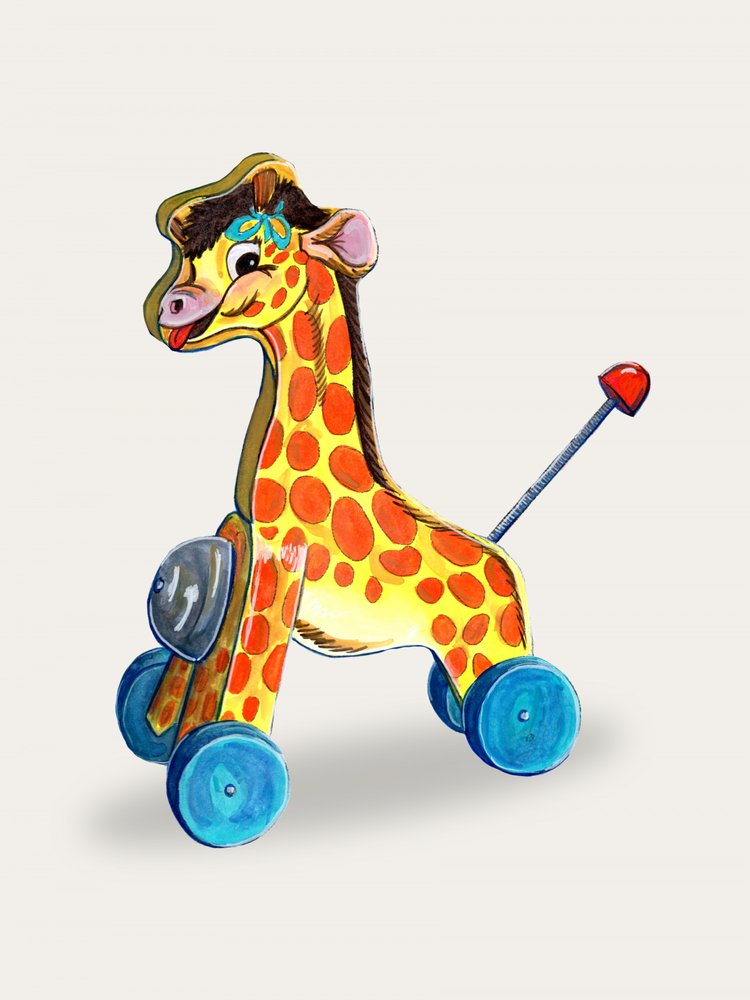 Fröhliche Giraffe Ziehspielzeug von Renee Machan Cottagecore Artist
