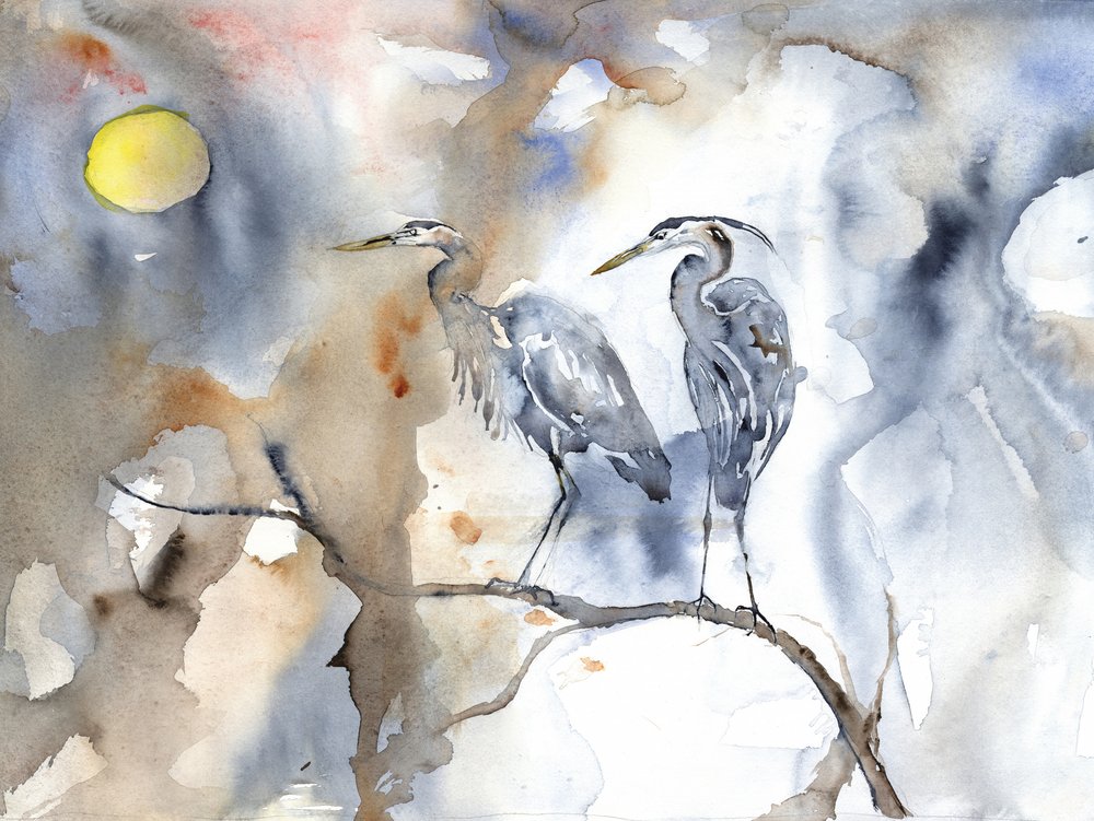 Serene mondbeschienene Reiher von RodMacIver