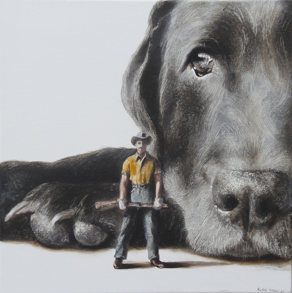 Jäger und Riesiger Hund von Rudolf Kosow