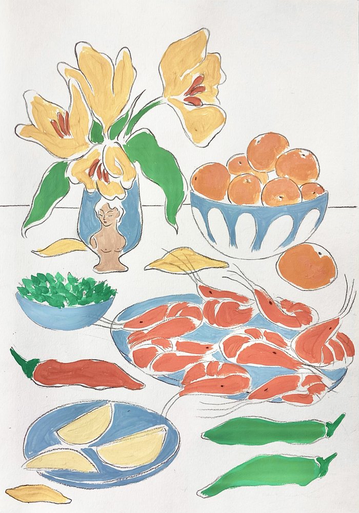 Frische Blumen und Festmahl von Rushati Chowdhury