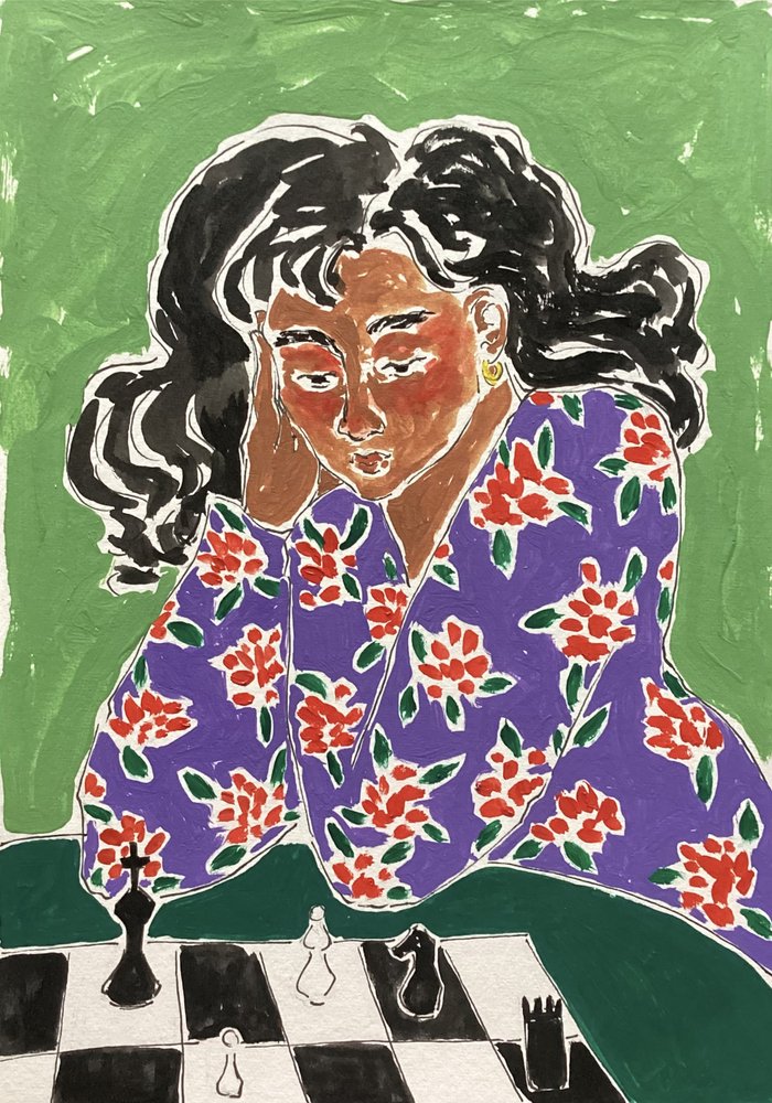 Nachdenklicher Schachspieler von Rushati Chowdhury