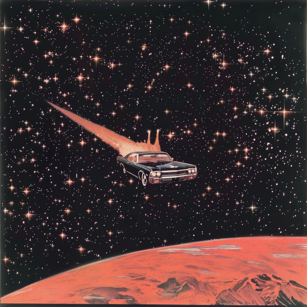 Fliegendes Auto Roter Planet von Samantha Hearn