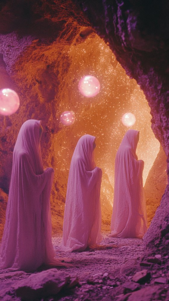 Mystische Figuren leuchtende Höhle von Samantha Hearn