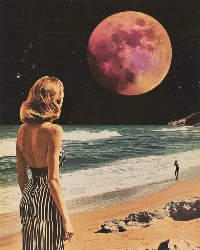 Roter Mond Strandtraum von Samantha Hearn