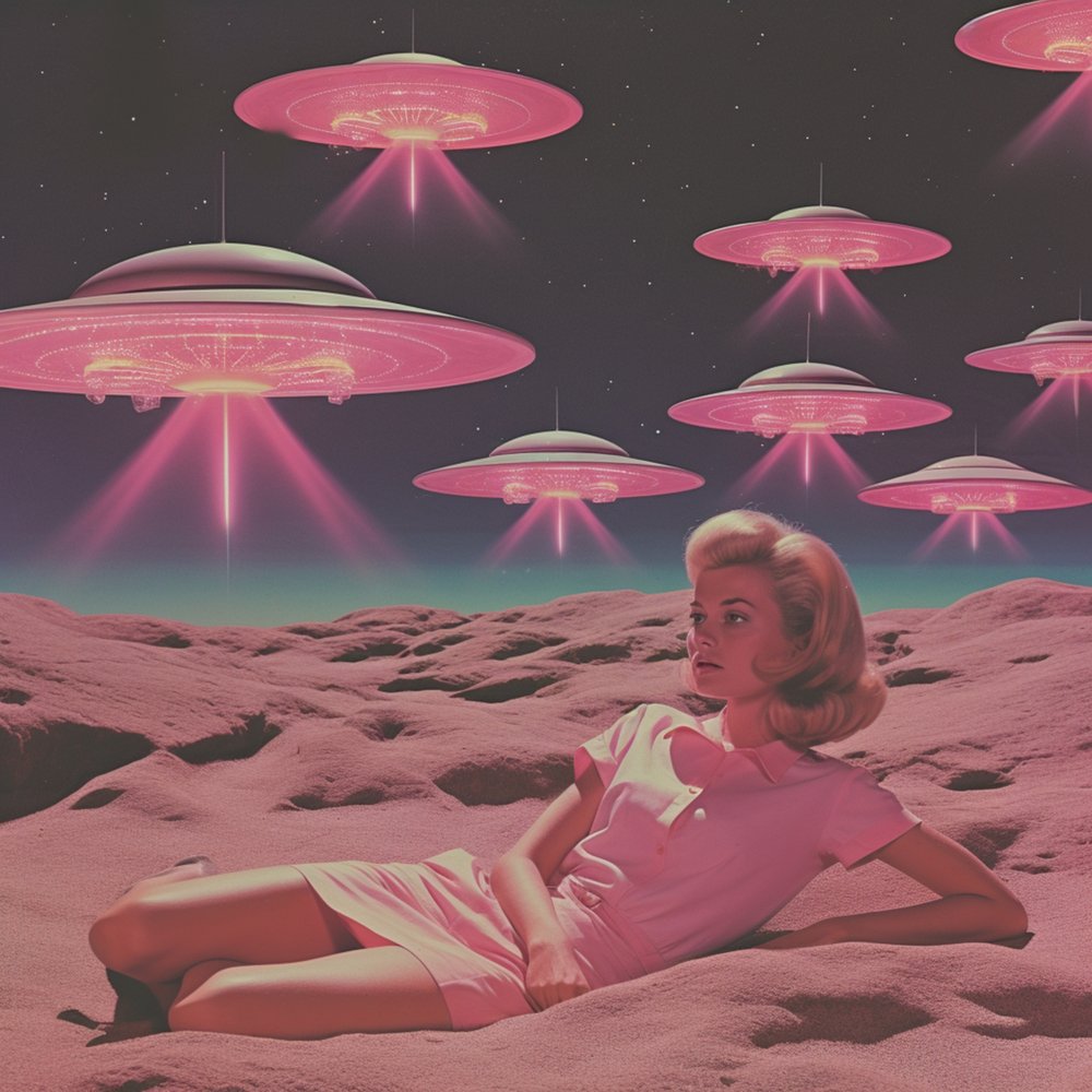 Retro-Rosa-UFO-Traum von Samantha Hearn