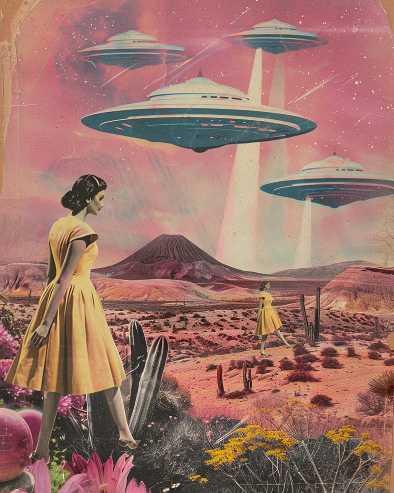 Vintage Wüsten UFO Frauen von Samantha Hearn