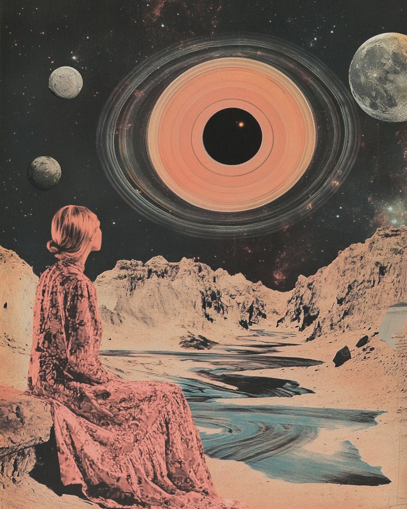 Frau blickt ins Universum von Samantha Hearn