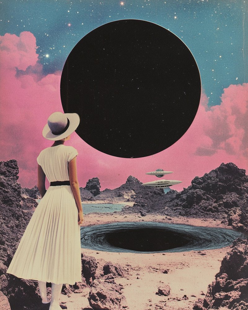 Frau beobachtet kosmischen Horizont von Samantha Hearn