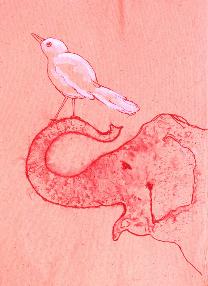 Launischer Elefant und Vogel von Santhosh ch