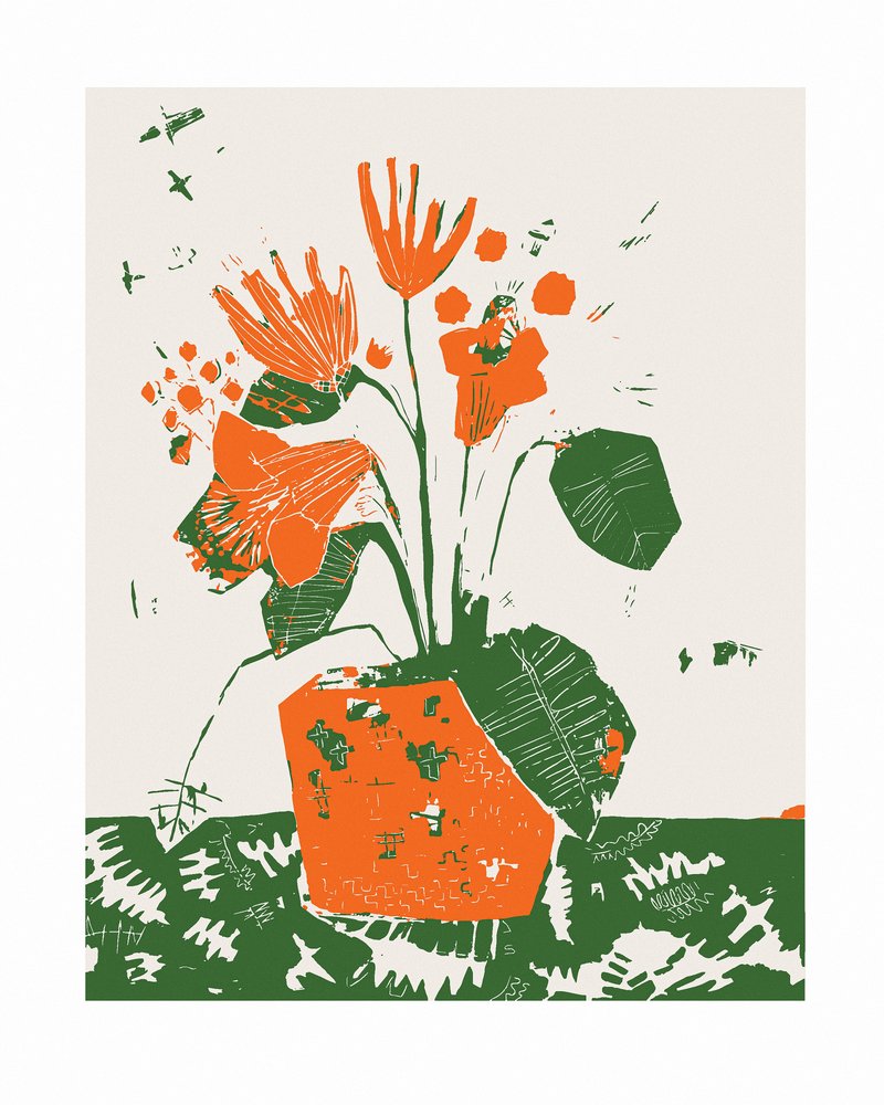 Getopfte orange Blumen von Sarah Fitzgerald