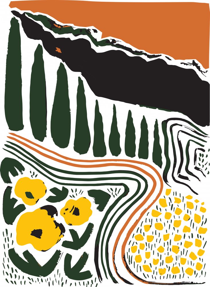 Toskanische Zypressenlandschaft von Sarah Fitzgerald