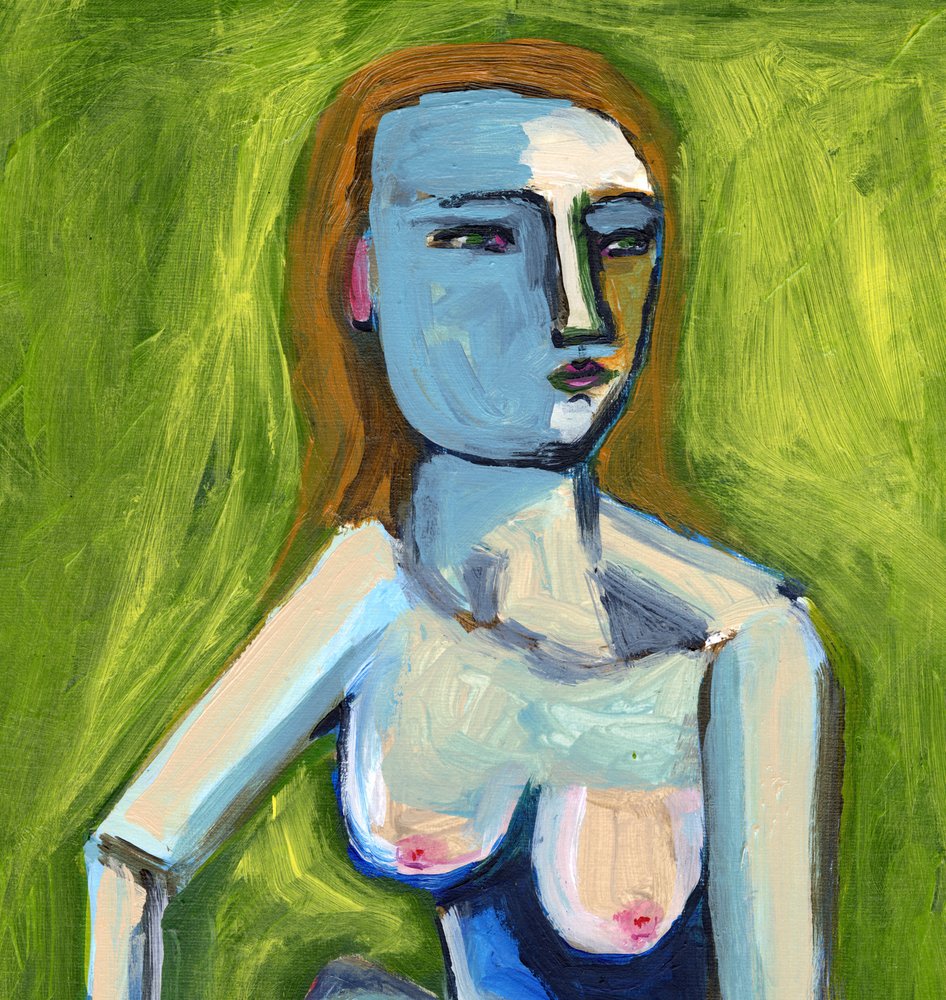 Stilisierter blauer Akt von Sharyn Bursic