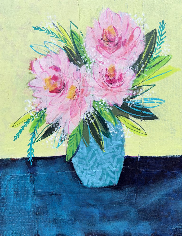 Abstrakter rosa Blumenstrauß von Shelley Hampe