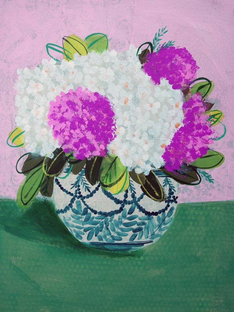 Bunter Hortensienvase von Shelley Hampe