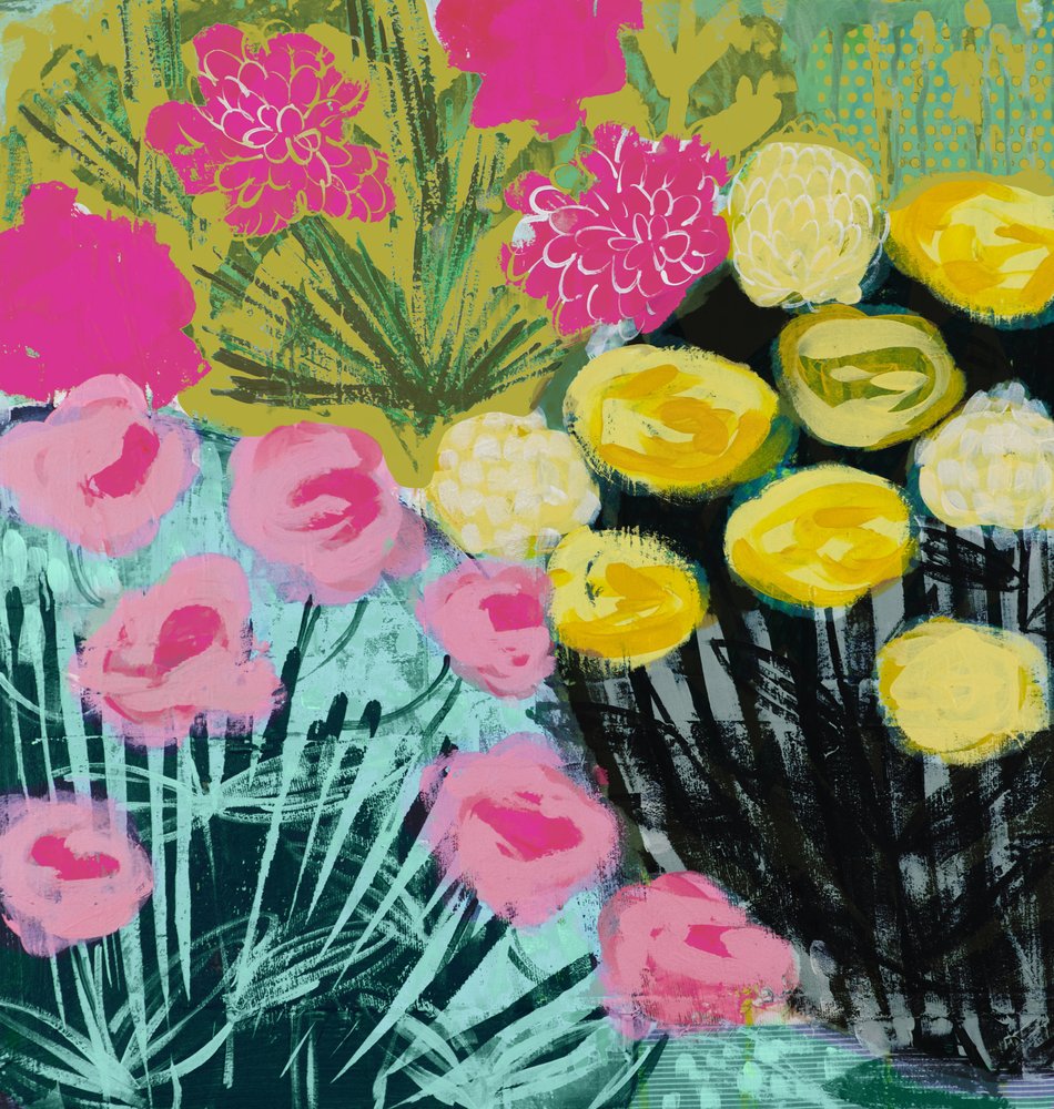 Lebendiges Blumenabstrakt von Shelley Hampe