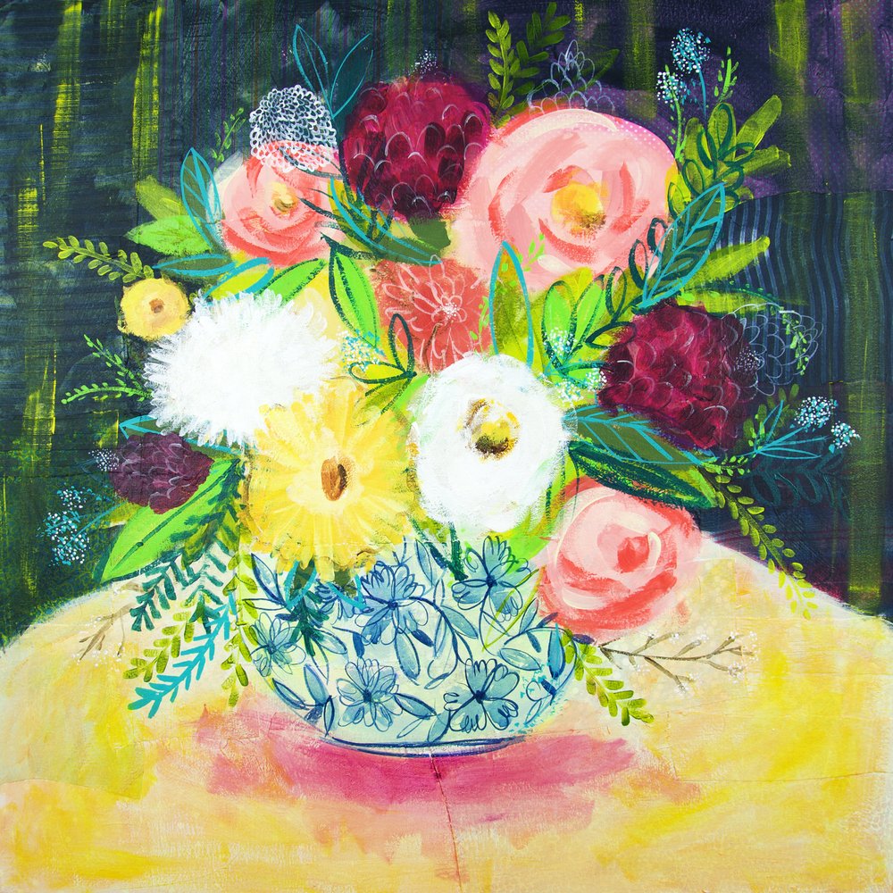 Lebendig gemalter Blumenstrauß von Shelley Hampe
