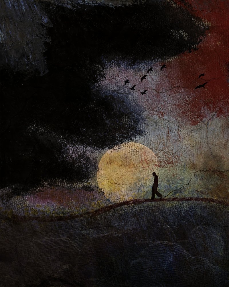 Dunkle Nacht goldener Mond von Shenshen Dou