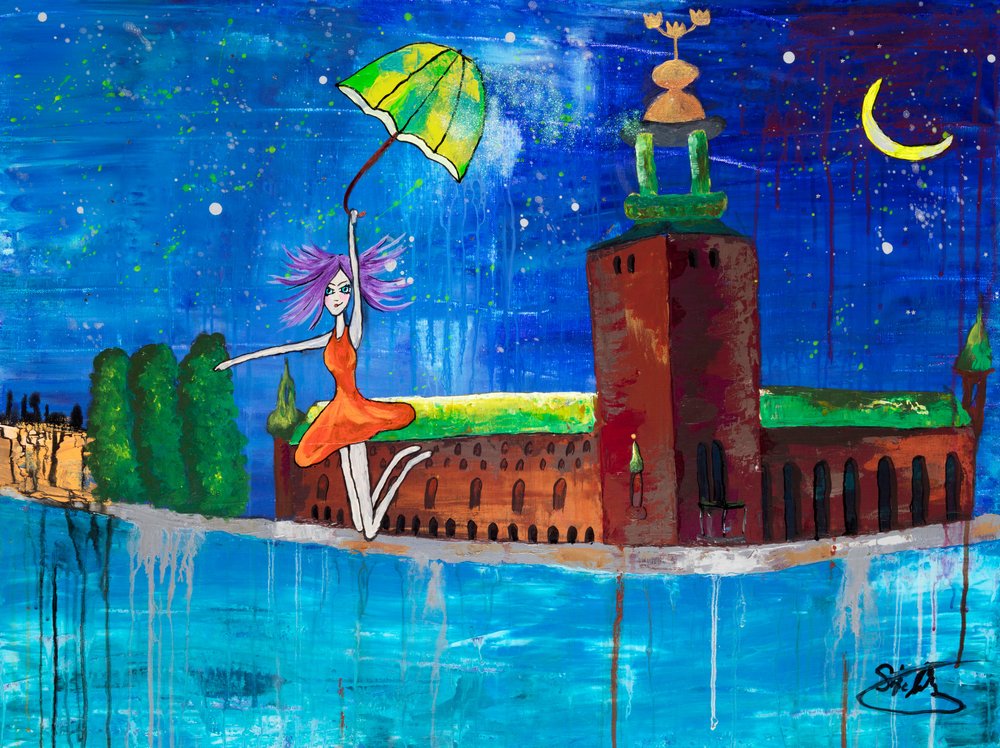 Verspieltes Mädchen Stockholmer Nacht von Sofia Toborg