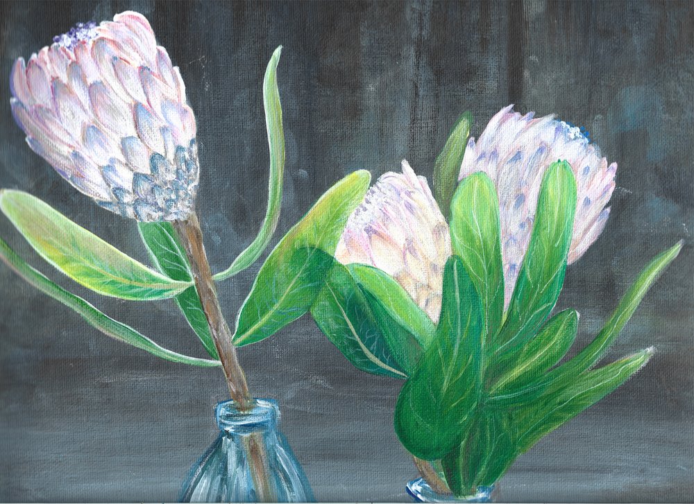 Rosa Protea Stillleben von Sunet Theron