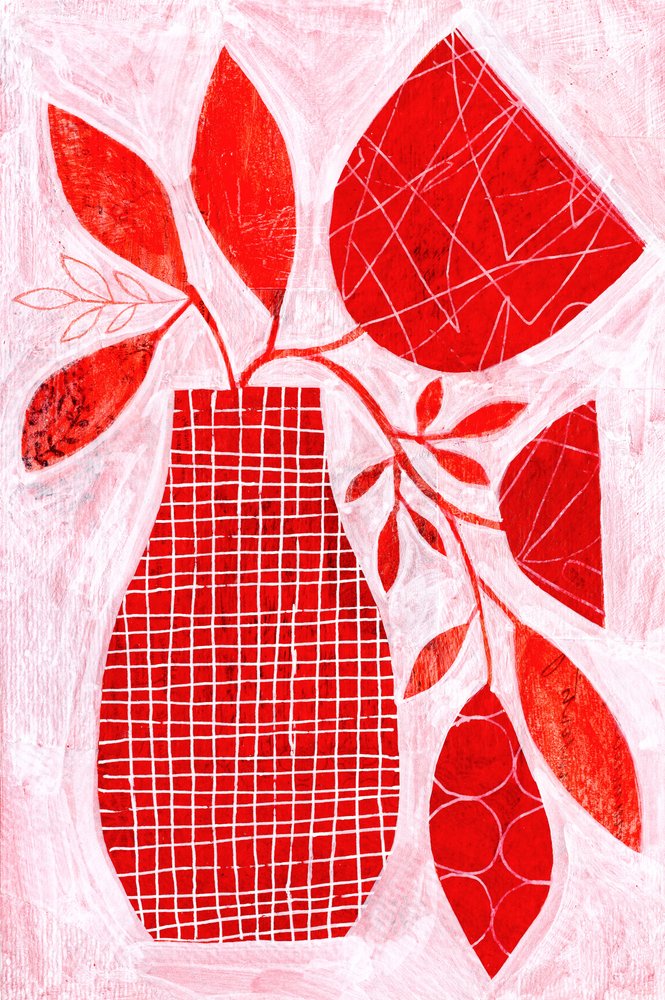 Abstrakte Rote Botanicals von Susan Black