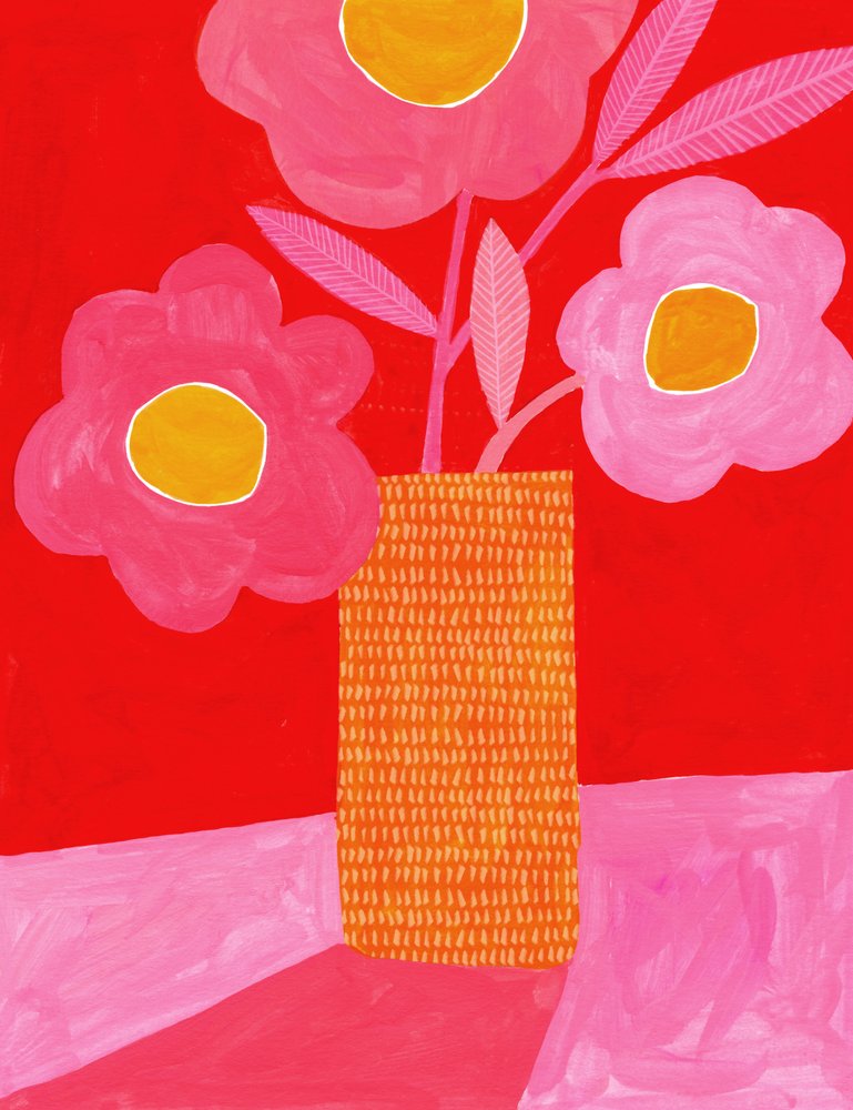 Kühne rosa Blumenvase von Susan Black