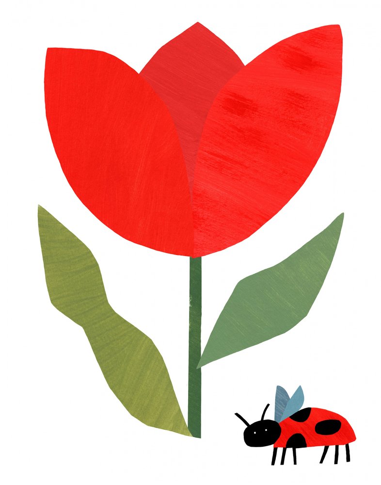 Rote Tulpe und Marienkäfer von Susan Black