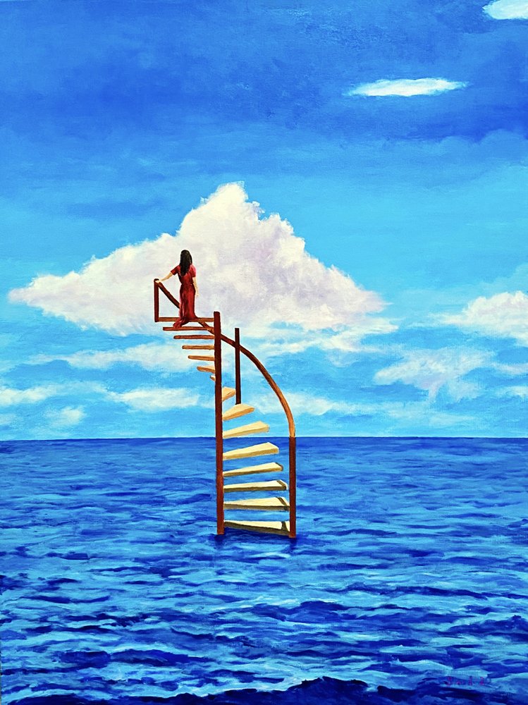 Treppe zu Wolke von Tom Blood