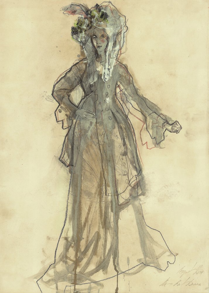 Elegante Kostümskizze von Ute Rathmann