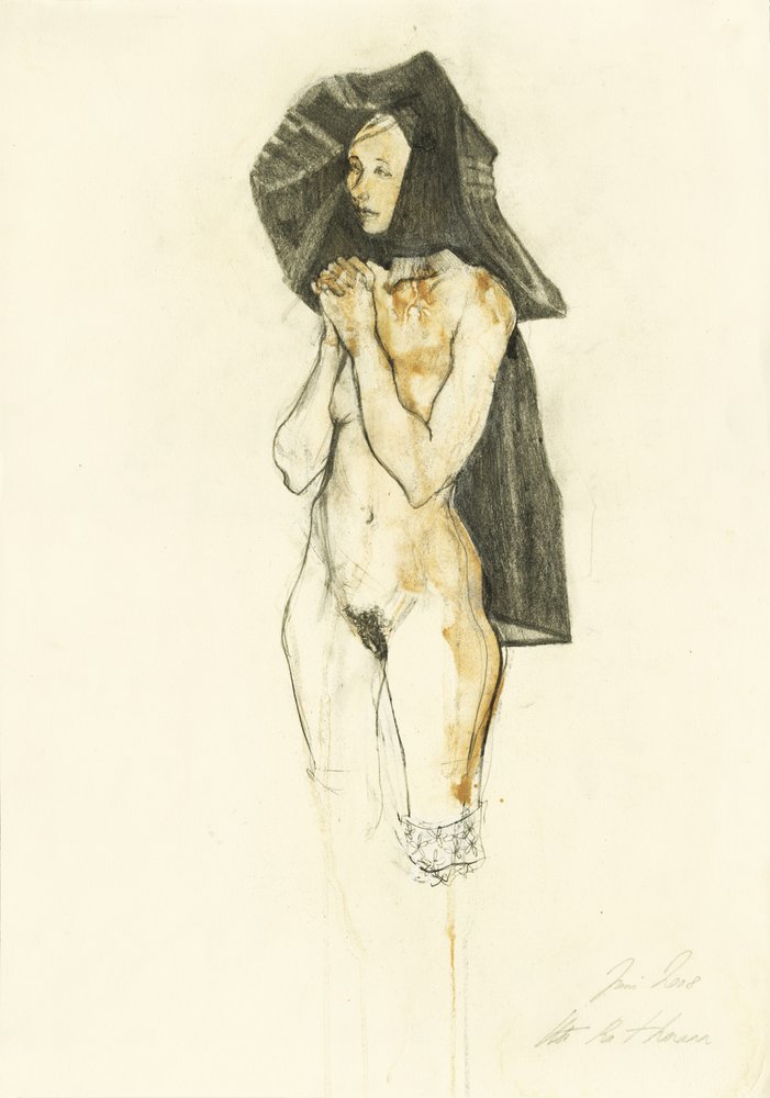 Nackte Nonne im Gebet von Ute Rathmann