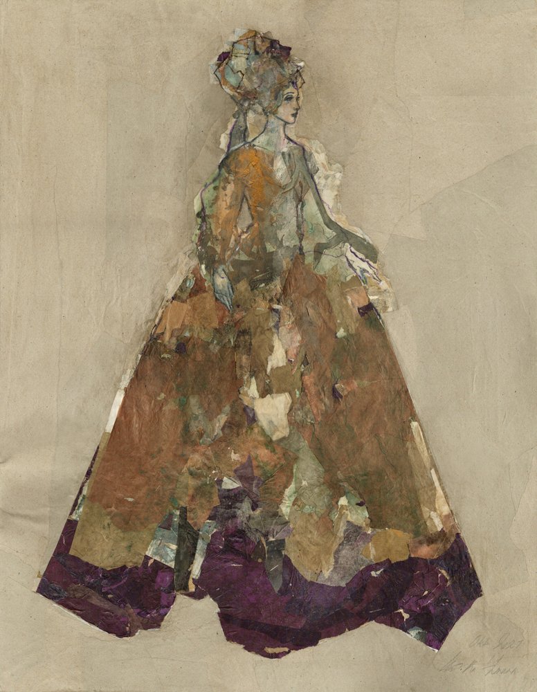 Königliche Dame im Collage-Kleid von Ute Rathmann