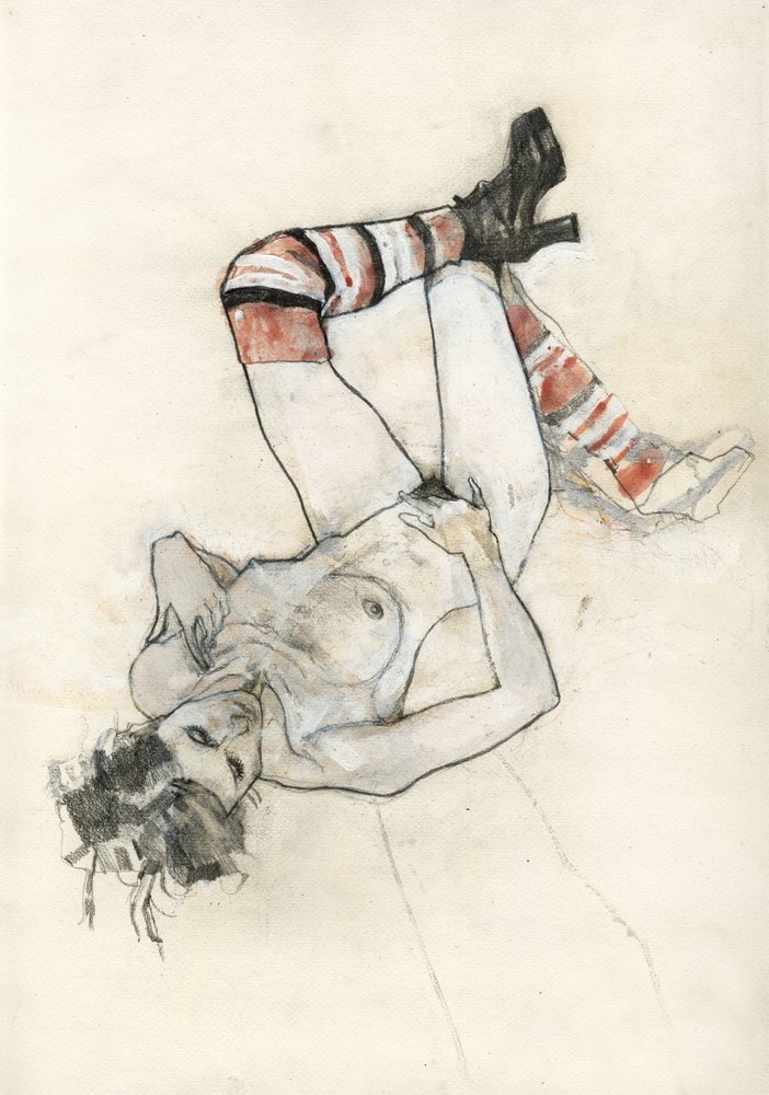 Sinnliche Figur mit Gestreiften Socken von Ute Rathmann