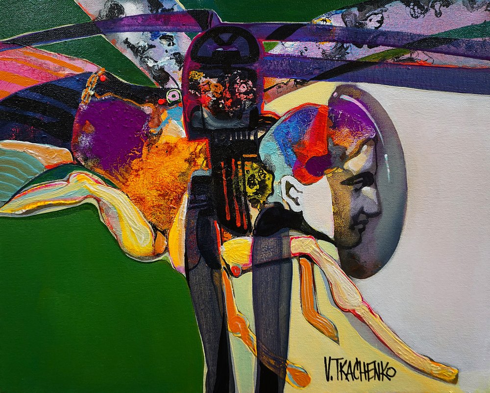 Modernes fragmentiertes Porträt von Victor Tkachenko