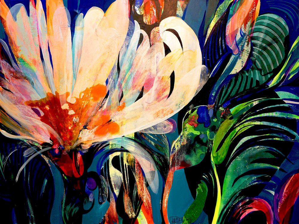 Lebendige Abstrakte Blumen von Victor Tkachenko
