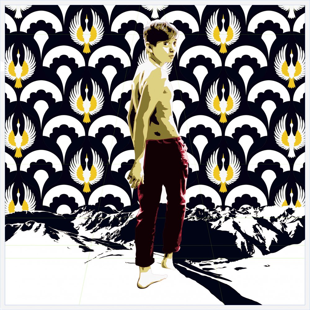 Junge in surrealen Bergen von andrea de ranieri