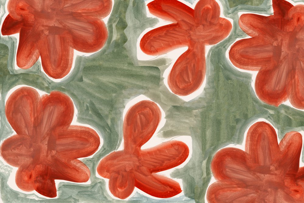 Abstraktes Rotes Blumenmuster von cartissi
