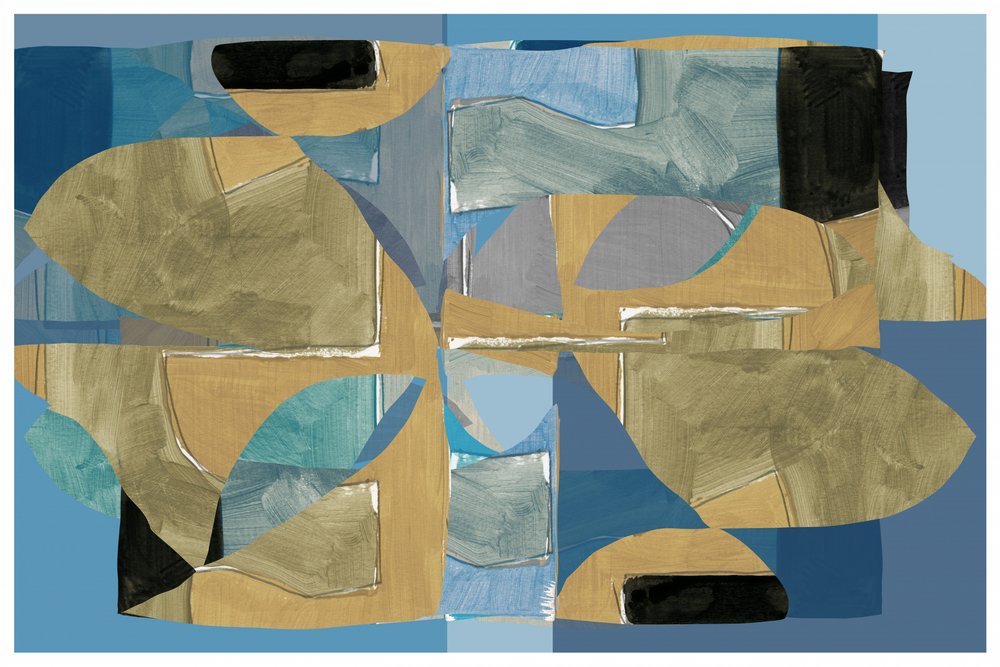 Blau-Braune Abstrakte Collage von cartissi